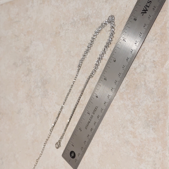 4 for $50 Fashion Jewelry Tennis Necklace Princess Silver Clear Stones 15" Long - Picture 3 of 6